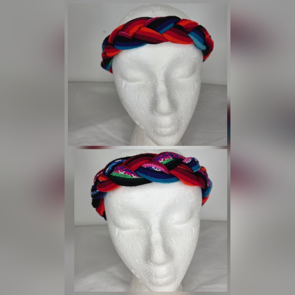 GiuliA OS Headband Vibrant Multicolor Braided From Peruvian Artisans-Reversible